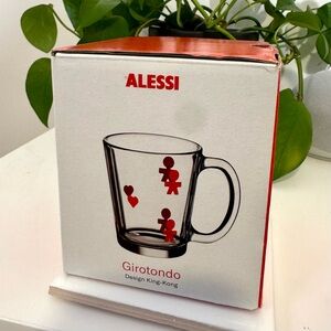 Alessi Girotondo x Keurig Clear Glass Coffee Mug Red Hearts Figures Rare Gift